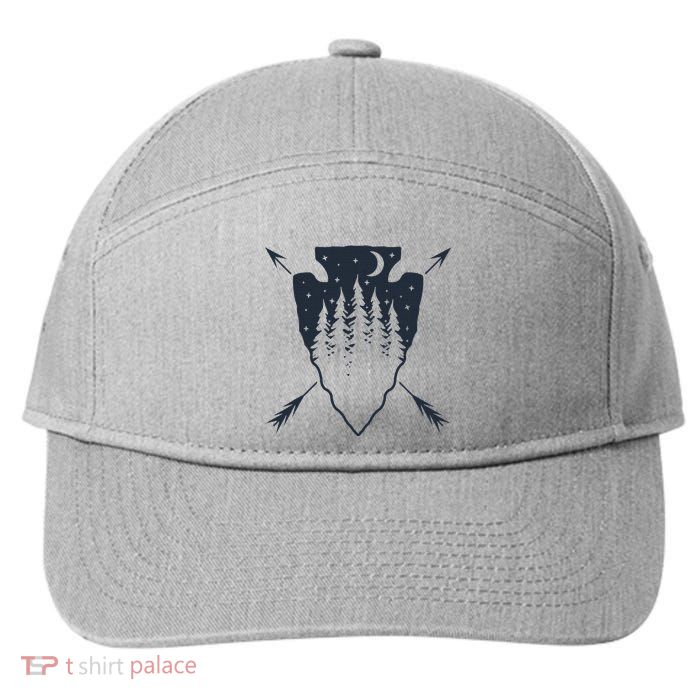 Arrowhead Hunting Pine Tree Moon Scenery Arrowhead Hunter 7-Panel Snapback Hat