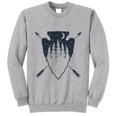 Arrowhead Hunting Pine Tree Moon Scenery Arrowhead Hunter Tall Sweatshirt