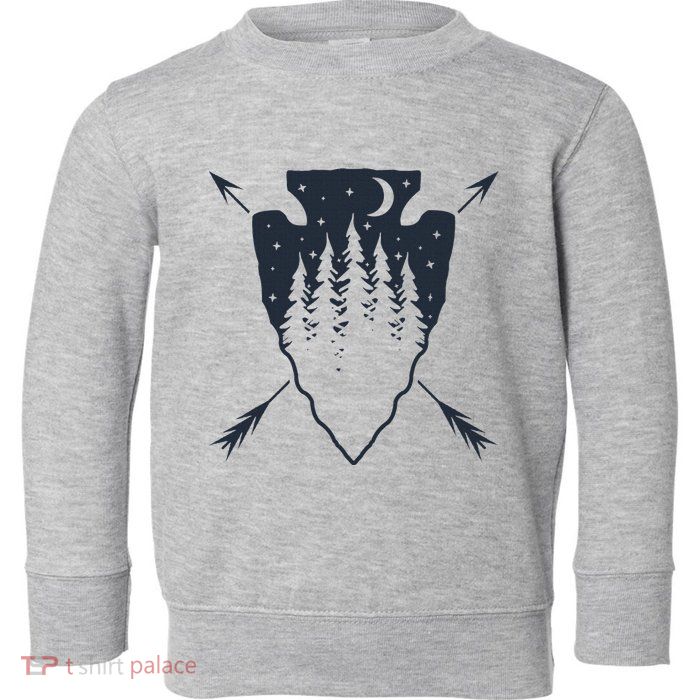 Arrowhead Hunting Pine Tree Moon Scenery Arrowhead Hunter Toddler Sweatshirt