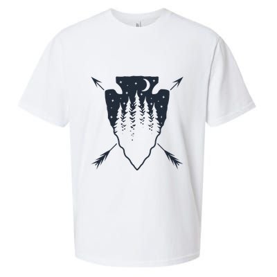 Arrowhead Hunting Pine Tree Moon Scenery Arrowhead Hunter Sueded Cloud Jersey T-Shirt