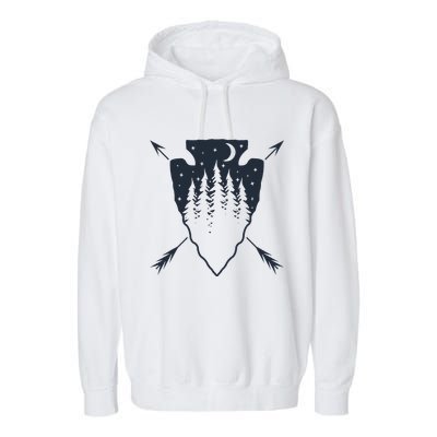 Arrowhead Hunting Pine Tree Moon Scenery Arrowhead Hunter Garment-Dyed Fleece Hoodie