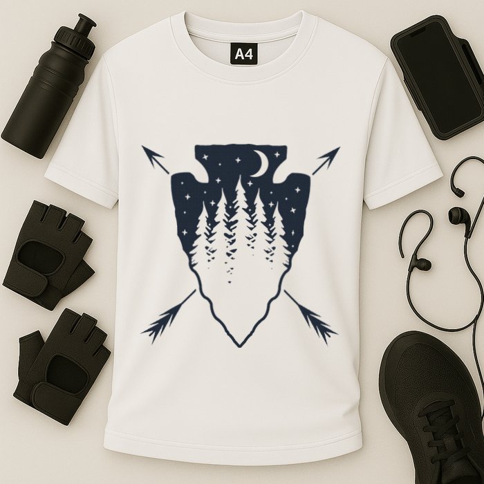 Arrowhead Hunting Pine Tree Moon Scenery Arrowhead Hunter Performance Shirt