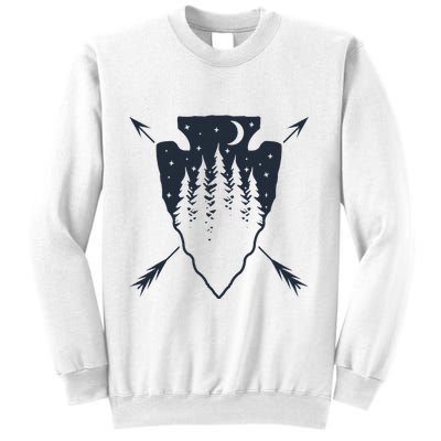 Arrowhead Hunting Pine Tree Moon Scenery Arrowhead Hunter Sweatshirt