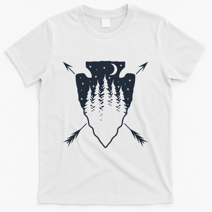 Arrowhead Hunting Pine Tree Moon Scenery Arrowhead Hunter T-Shirt