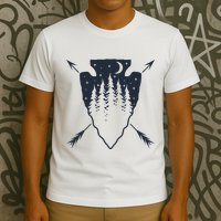 Arrowhead Hunting Pine Tree Moon Scenery Arrowhead Hunter T-Shirt