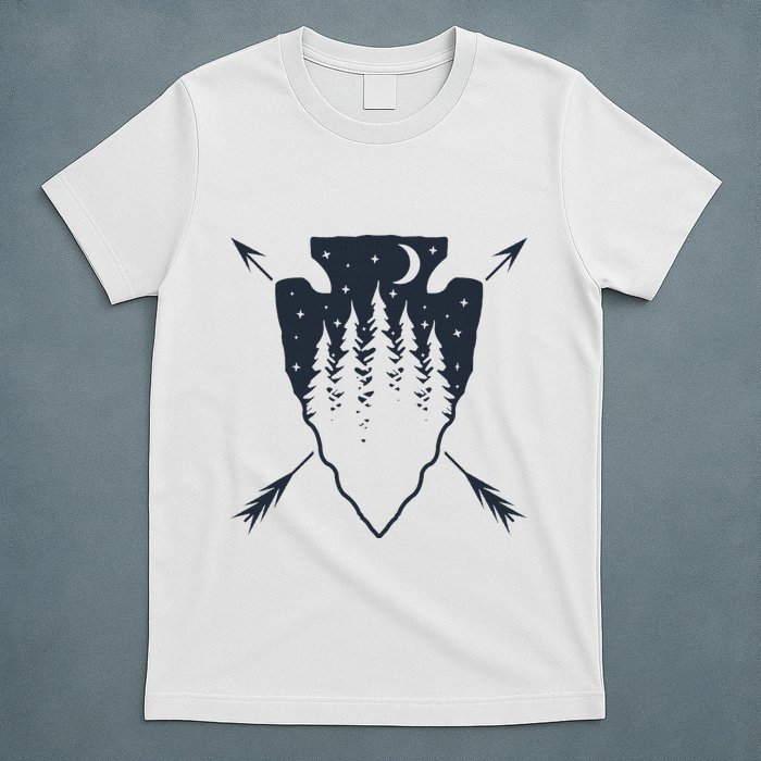 Arrowhead Hunting Pine Tree Moon Scenery Arrowhead Hunter T-Shirt