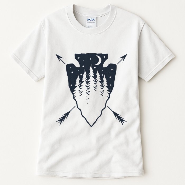 Arrowhead Hunting Pine Tree Moon Scenery Arrowhead Hunter Tall T-Shirt