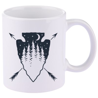 Arrowhead Hunting Pine Tree Moon Scenery Arrowhead Hunter 11oz C Handle Ceramic Mug