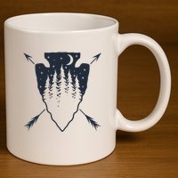 Arrowhead Hunting Pine Tree Moon Scenery Arrowhead Hunter 11oz C Handle Ceramic Mug