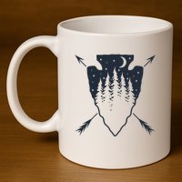Arrowhead Hunting Pine Tree Moon Scenery Arrowhead Hunter 11oz C Handle Ceramic Mug