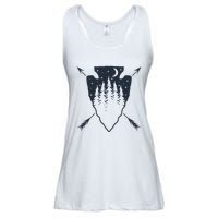 Arrowhead Hunting Pine Tree Moon Scenery Arrowhead Hunter Ladies Essential Flowy Tank