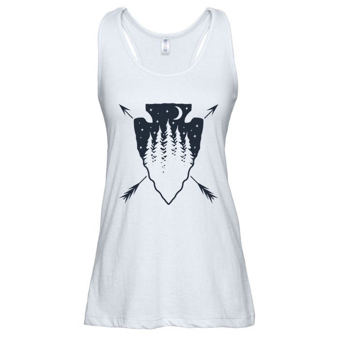 Arrowhead Hunting Pine Tree Moon Scenery Arrowhead Hunter Ladies Essential Flowy Tank