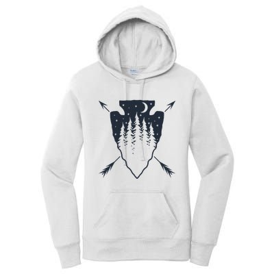 Arrowhead Hunting Pine Tree Moon Scenery Arrowhead Hunter Women's Pullover Hoodie