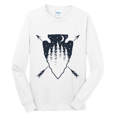 Arrowhead Hunting Pine Tree Moon Scenery Arrowhead Hunter Tall Long Sleeve T-Shirt