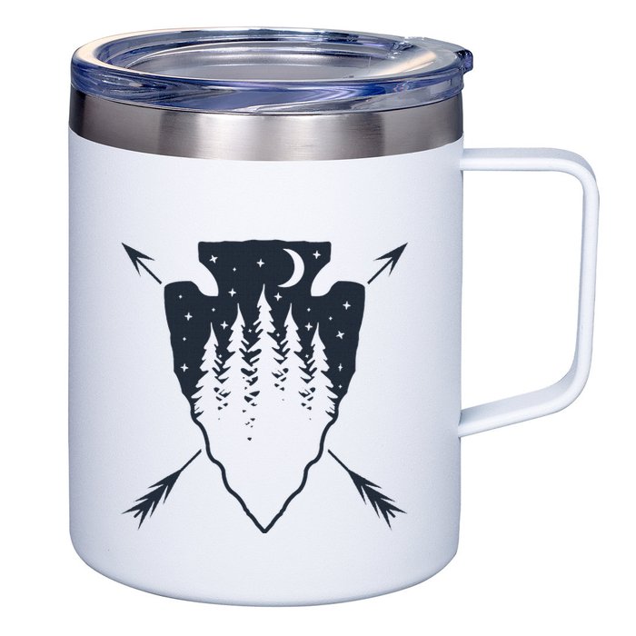 Arrowhead Hunting Pine Tree Moon Scenery Arrowhead Hunter 12oz Stainless Steel Coffee Mug