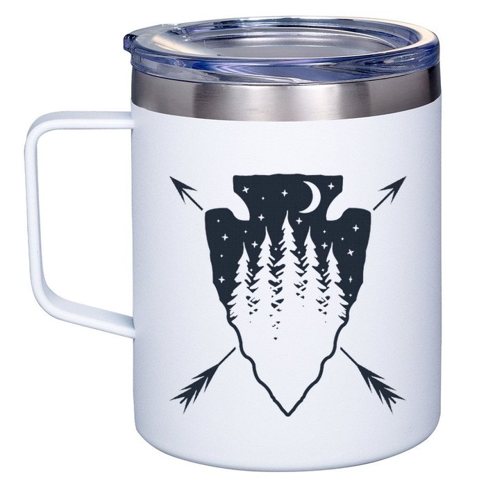 Arrowhead Hunting Pine Tree Moon Scenery Arrowhead Hunter 12oz Stainless Steel Coffee Mug