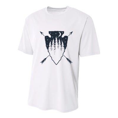 Arrowhead Hunting Pine Tree Moon Scenery Arrowhead Hunter Youth Performance Sprint T-Shirt