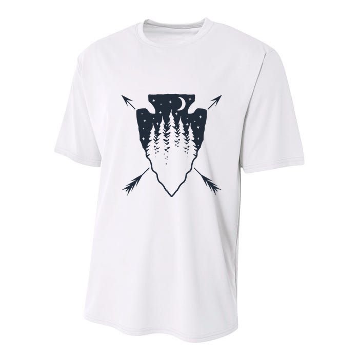 Arrowhead Hunting Pine Tree Moon Scenery Arrowhead Hunter Youth Performance Sprint T-Shirt