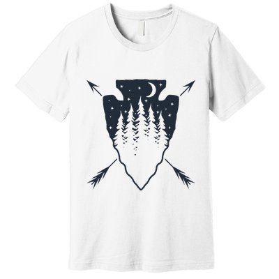Arrowhead Hunting Pine Tree Moon Scenery Arrowhead Hunter Premium T-Shirt
