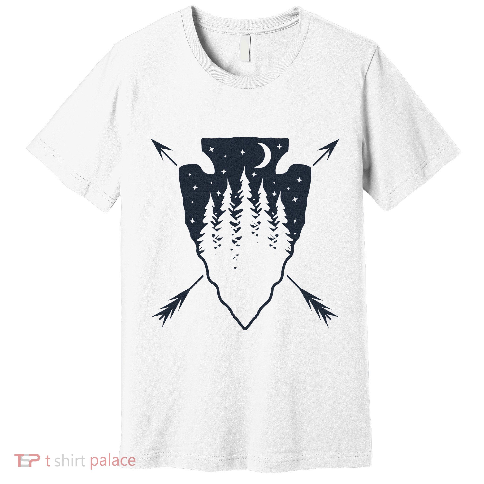 Arrowhead Hunting Pine Tree Moon Scenery Arrowhead Hunter Premium T-Shirt