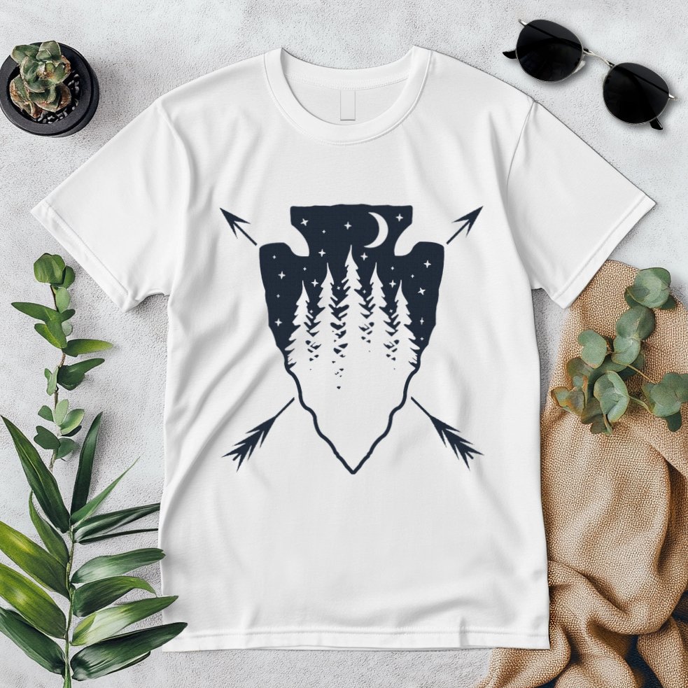 Arrowhead Hunting Pine Tree Moon Scenery Arrowhead Hunter Premium T-Shirt