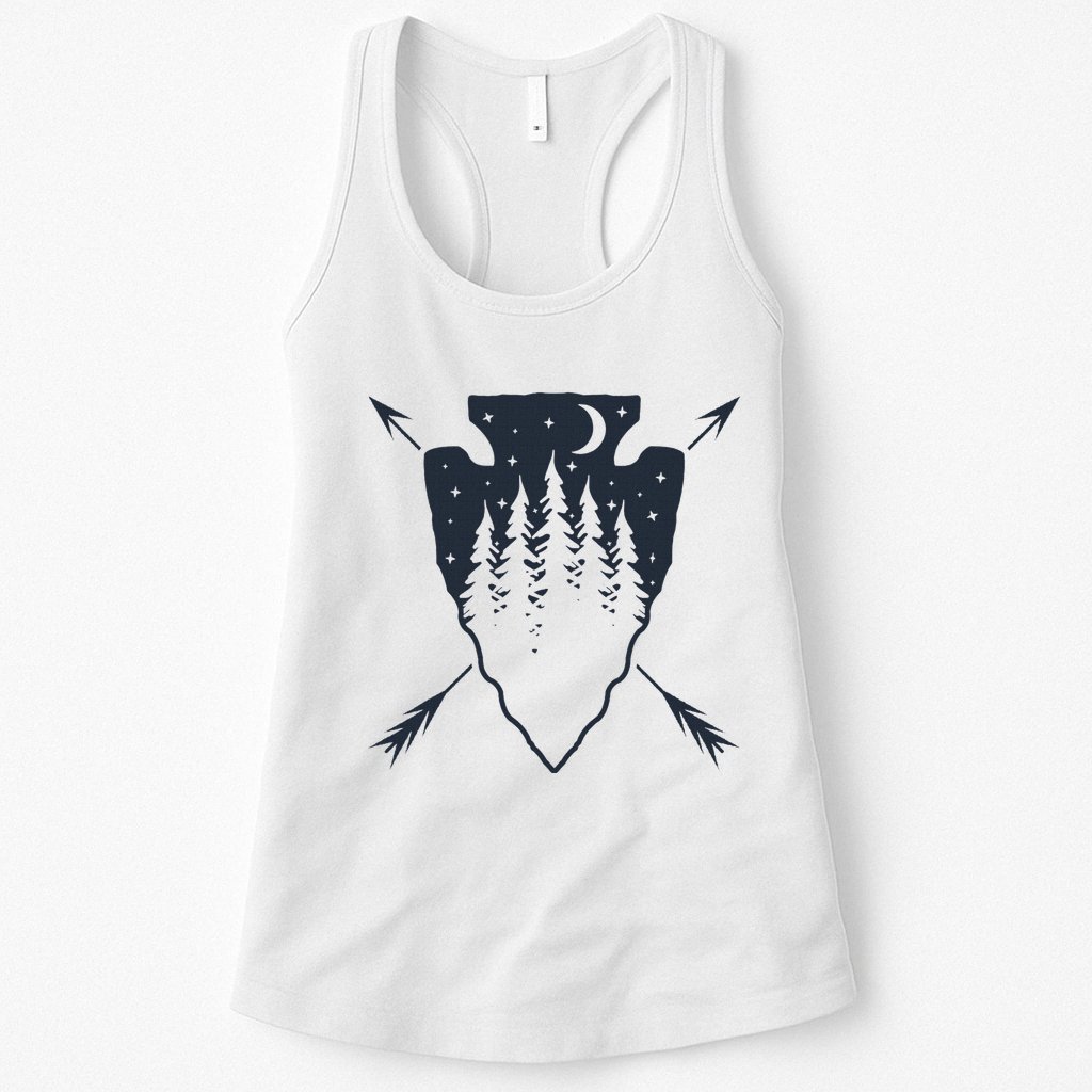Arrowhead Hunting Pine Tree Moon Scenery Arrowhead Hunter Womens Tank Top