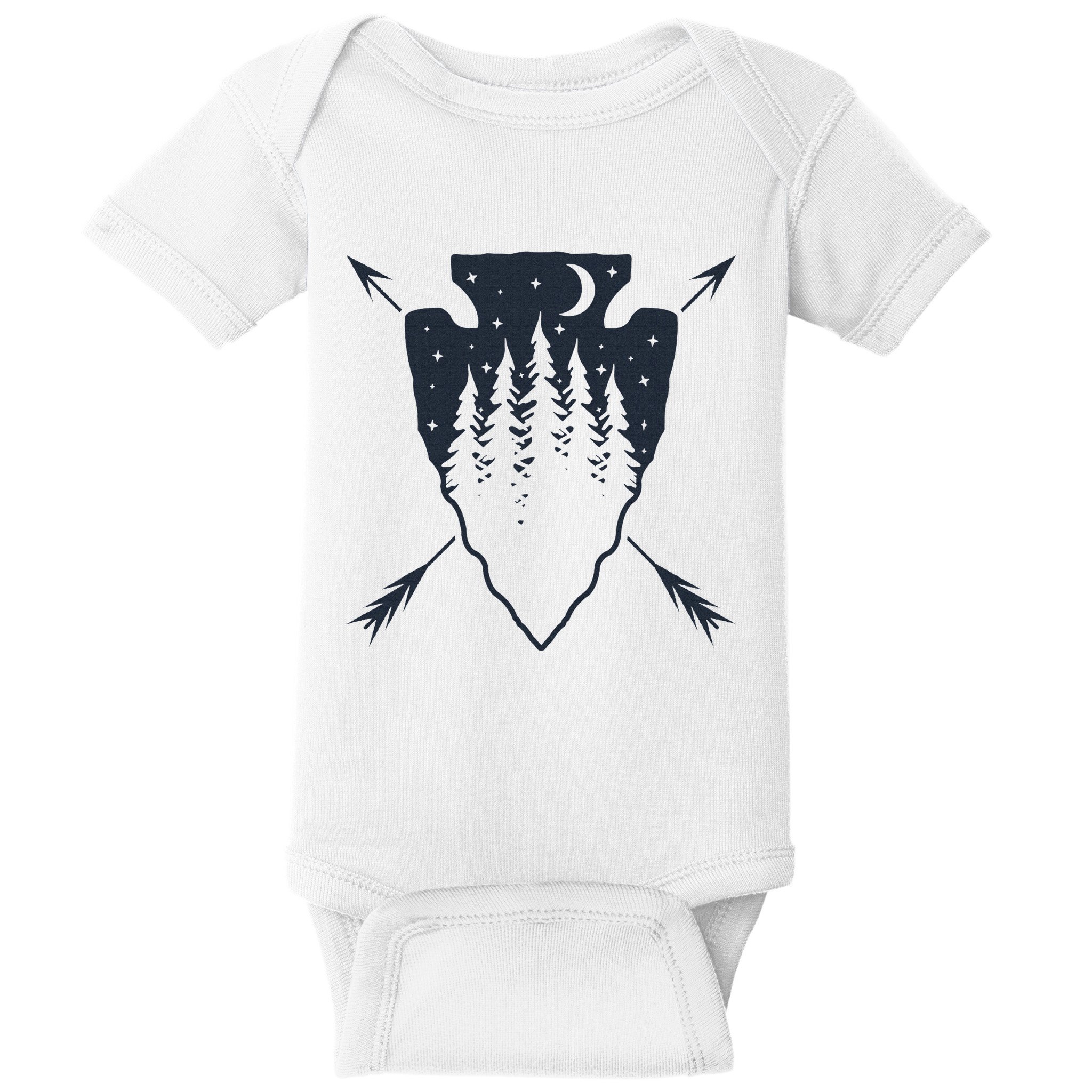 Arrowhead Hunting Pine Tree Moon Scenery Arrowhead Hunter Baby Bodysuit