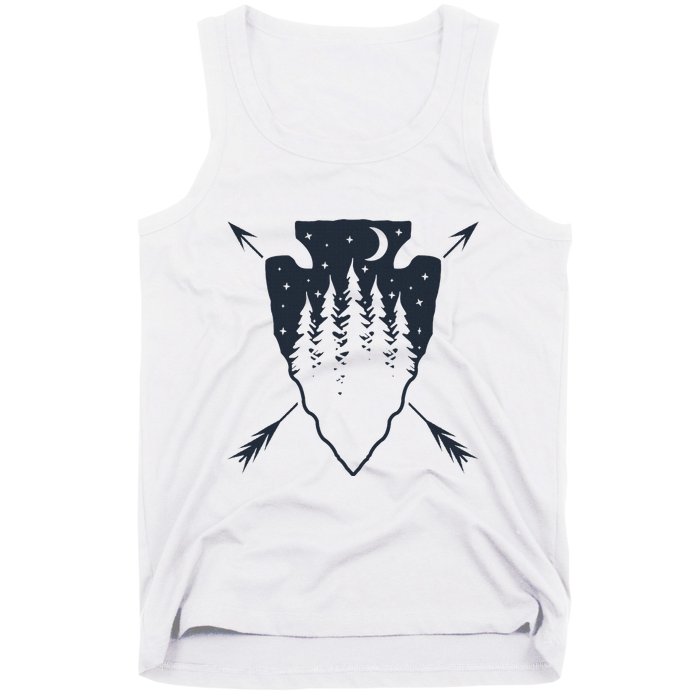 Arrowhead Hunting Pine Tree Moon Scenery Arrowhead Hunter Tank Top