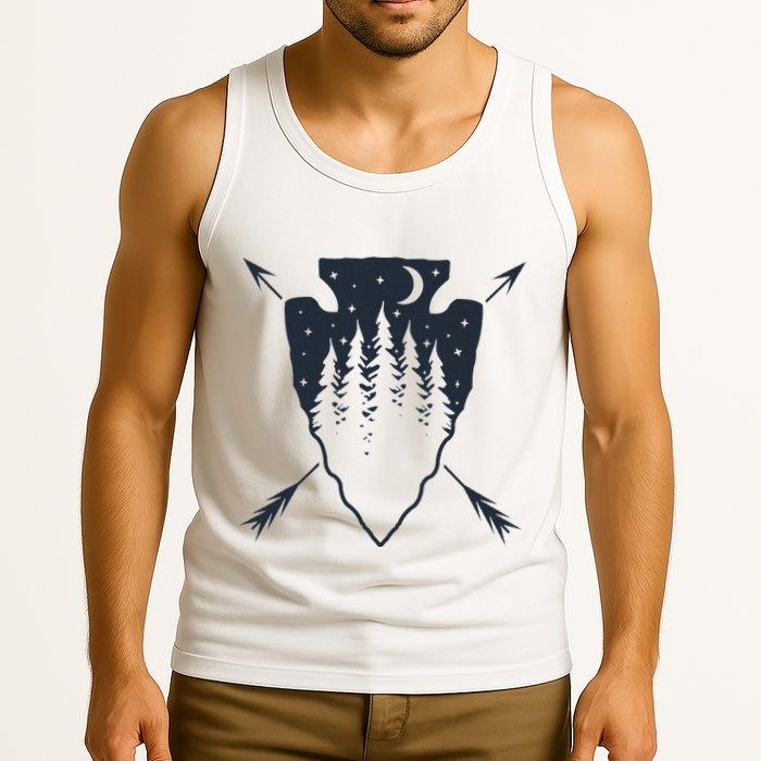 Arrowhead Hunting Pine Tree Moon Scenery Arrowhead Hunter Tank Top