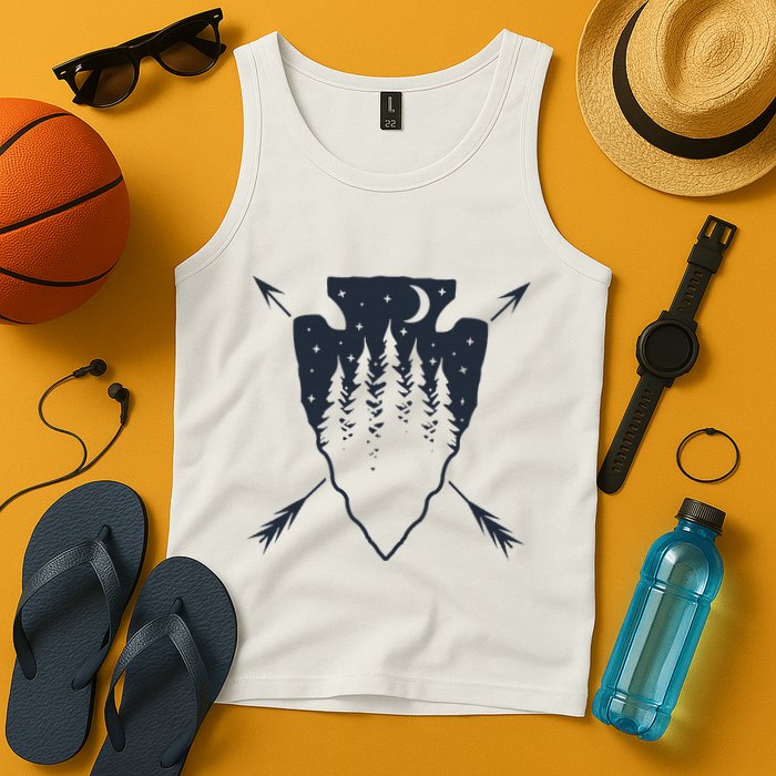 Arrowhead Hunting Pine Tree Moon Scenery Arrowhead Hunter Tank Top