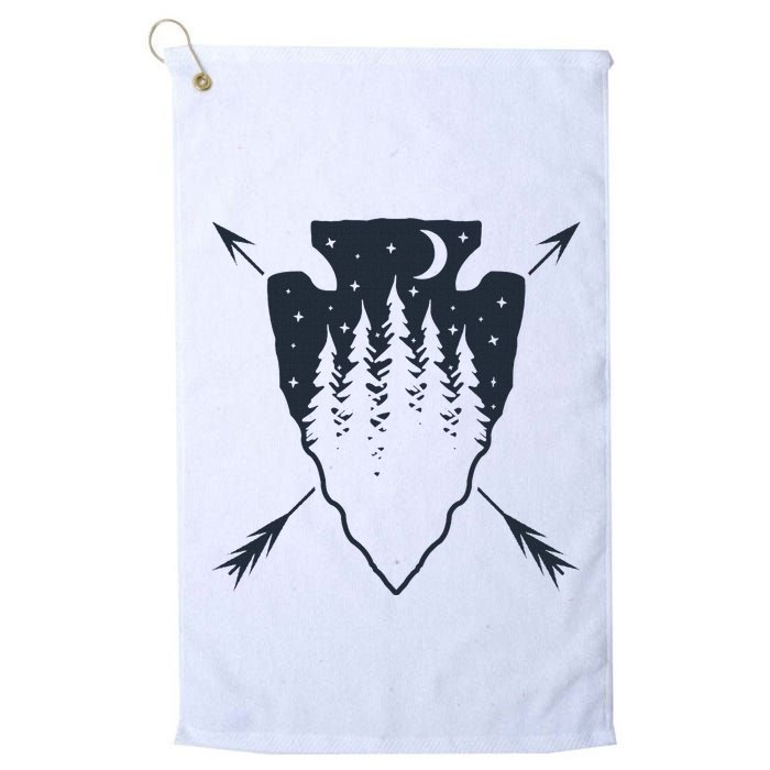 Arrowhead Hunting Pine Tree Moon Scenery Arrowhead Hunter Golf Towel