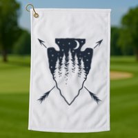 Arrowhead Hunting Pine Tree Moon Scenery Arrowhead Hunter Golf Towel