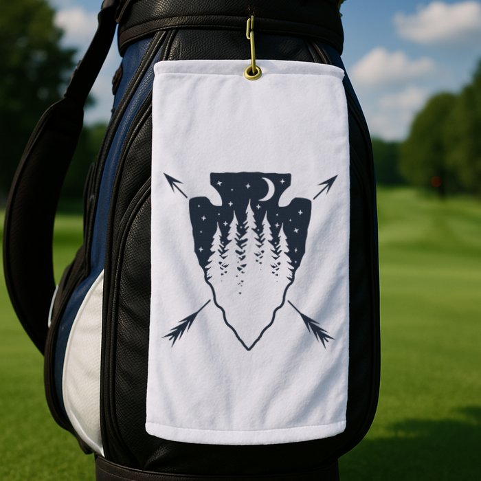 Arrowhead Hunting Pine Tree Moon Scenery Arrowhead Hunter Golf Towel
