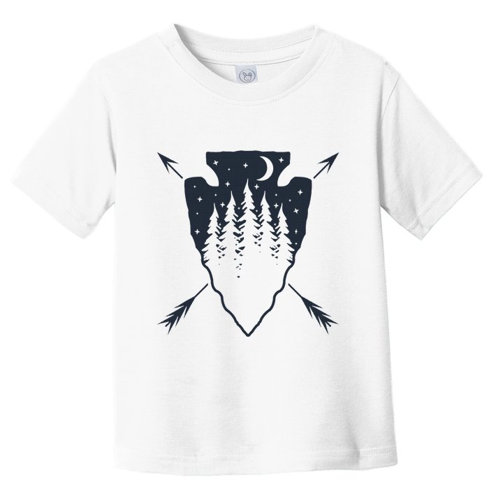Arrowhead Hunting Pine Tree Moon Scenery Arrowhead Hunter Toddler T-Shirt