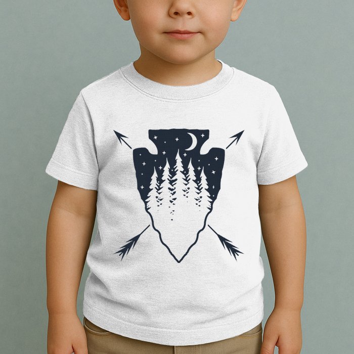 Arrowhead Hunting Pine Tree Moon Scenery Arrowhead Hunter Toddler T-Shirt