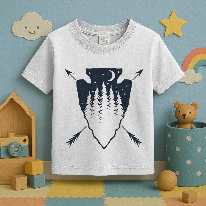 Arrowhead Hunting Pine Tree Moon Scenery Arrowhead Hunter Toddler T-Shirt