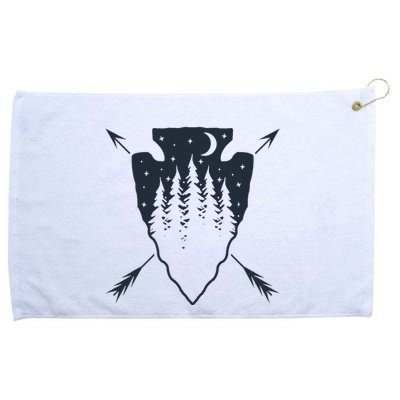 Arrowhead Hunting Pine Tree Moon Scenery Arrowhead Hunter Grommeted Golf Towel
