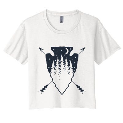 Arrowhead Hunting Pine Tree Moon Scenery Arrowhead Hunter Crop Top