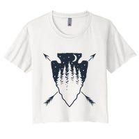 Arrowhead Hunting Pine Tree Moon Scenery Arrowhead Hunter Crop Top