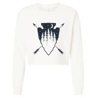Arrowhead Hunting Pine Tree Moon Scenery Arrowhead Hunter Cropped Pullover Crew