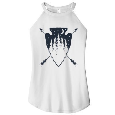 Arrowhead Hunting Pine Tree Moon Scenery Arrowhead Hunter Women's Perfect Tri Rocker Tank
