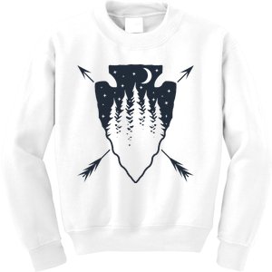 Arrowhead Hunting Pine Tree Moon Scenery Arrowhead Hunter Kids Sweatshirt