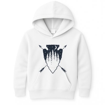 Arrowhead Hunting Pine Tree Moon Scenery Arrowhead Hunter Kids Hoodie