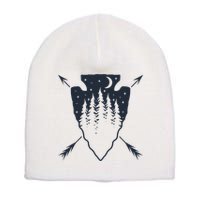 Arrowhead Hunting Pine Tree Moon Scenery Arrowhead Hunter Short Acrylic Beanie