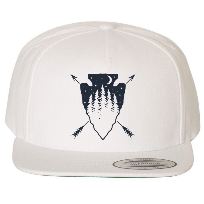 Arrowhead Hunting Pine Tree Moon Scenery Arrowhead Hunter Wool Snapback Cap