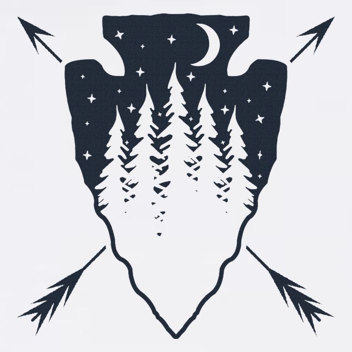Arrowhead Hunting Pine Tree Moon Scenery Arrowhead Hunter Wool Snapback Cap