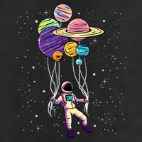 Astronaut Holding Planet Balloons STEM Kids 7 Panel Mesh Trucker Snapback Hat