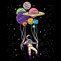 Astronaut Holding Planet Balloons STEM Kids Cooling Performance Crew T-Shirt