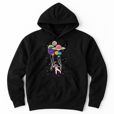 Astronaut Holding Planet Balloons STEM Kids Hoodie