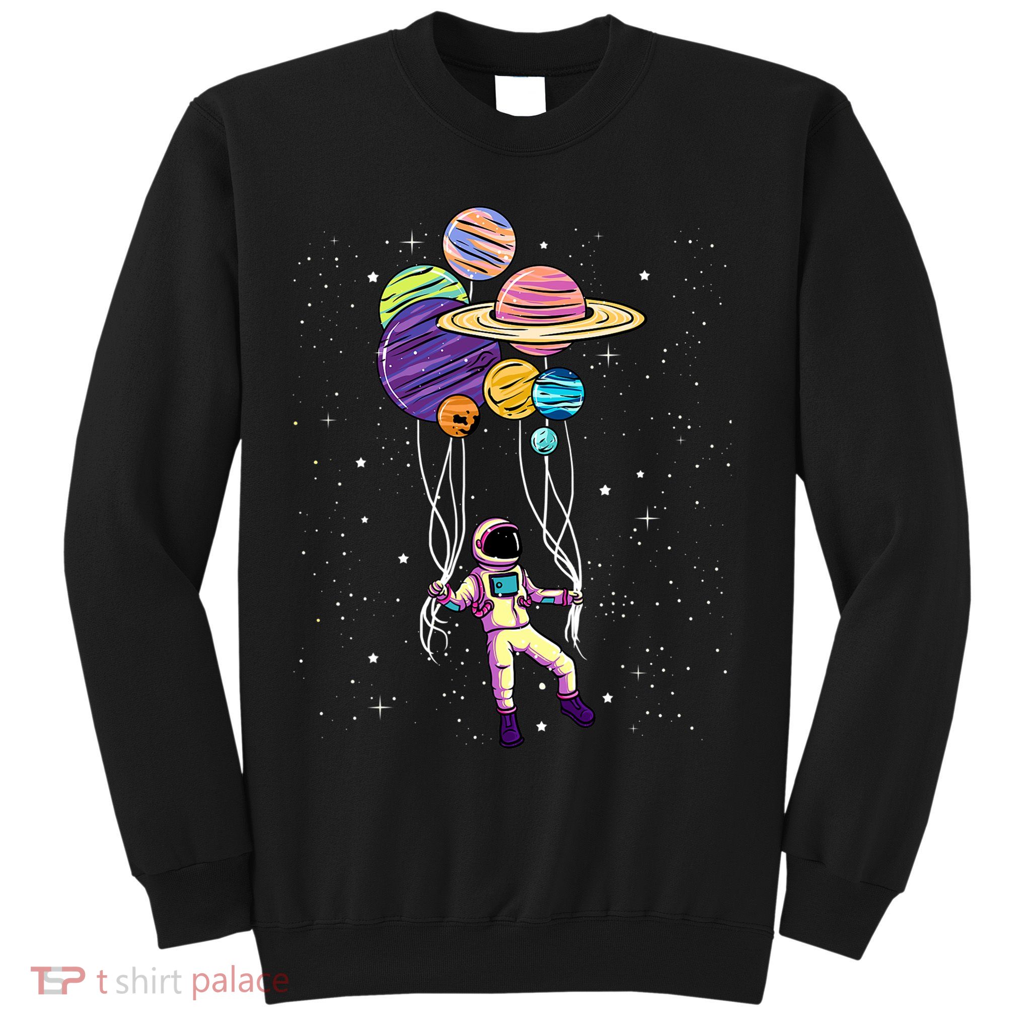 Astronaut Holding Planet Balloons STEM Kids Sweatshirt